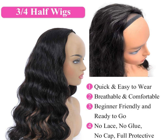 BURMUNESE VIRGIN HALF/FLIP OVER WIG CURLY 10'-18' (2 BUNDLES)