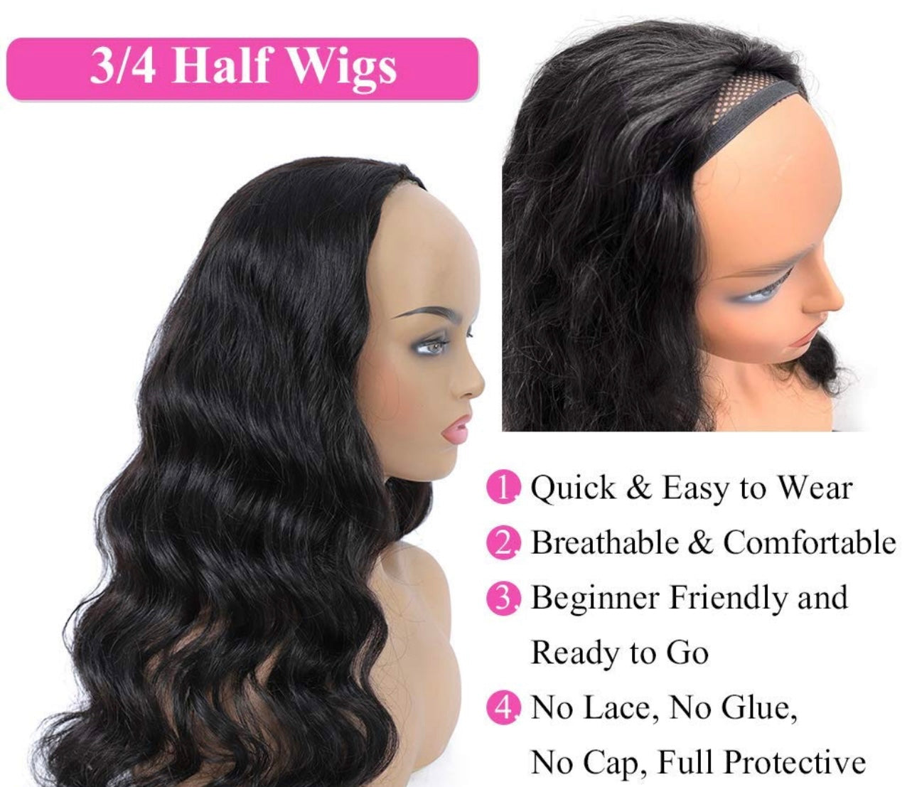 BURMUNESE VIRGIN HALF WIG/ FLIP OVER WIG - (2 BUNDLES) ST/KS 10'-18'